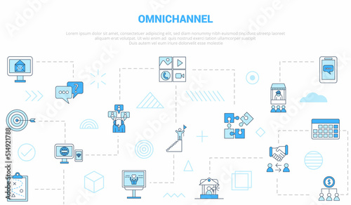 omnichannel concept with icon set template banner with modern blue color style