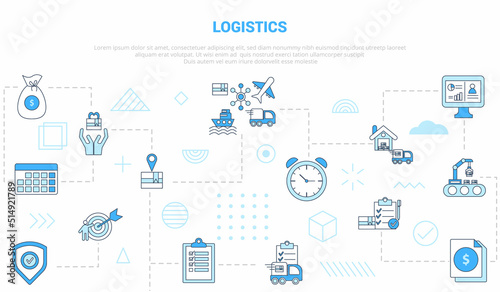 logistics concept with icon set template banner with modern blue color style
