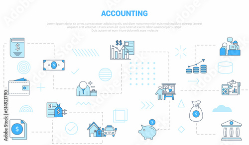 accounting concept with icon set template banner with modern blue color style