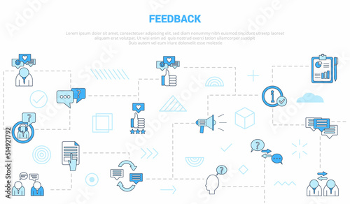 feedback concept with icon set template banner with modern blue color style