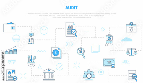 audit concept with icon set template banner with modern blue color style