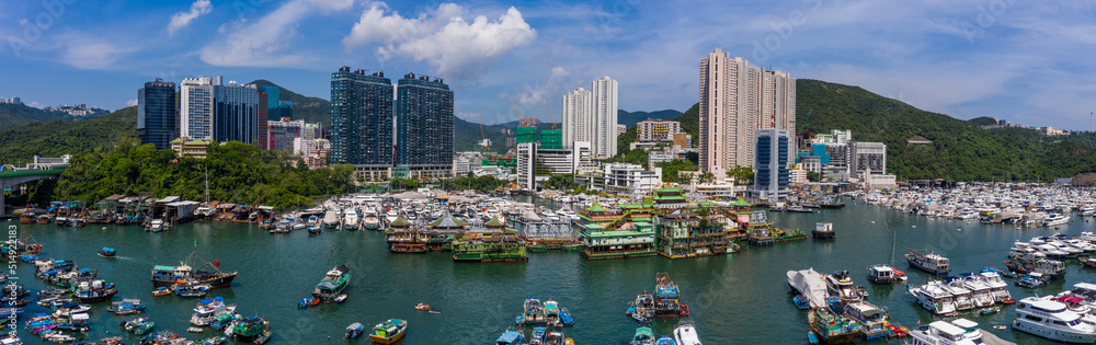 Aberdeen, Hong Kong Top view of Hong Kong typhoon shelter