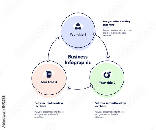 Business infographic with three steps. Easy to use for your website or presentation.