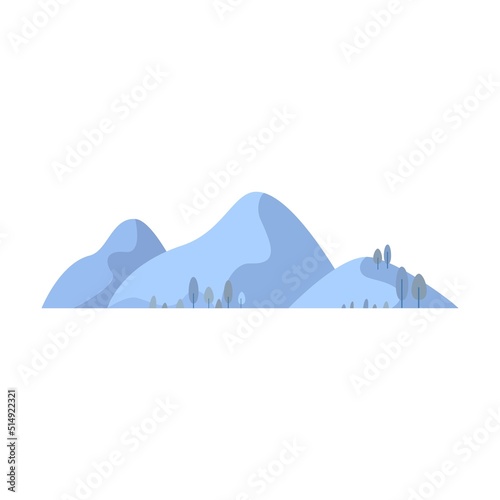 Landscape mountains and rock flat icon. Cartoon snowy mountain, peak, hill top vector illustration