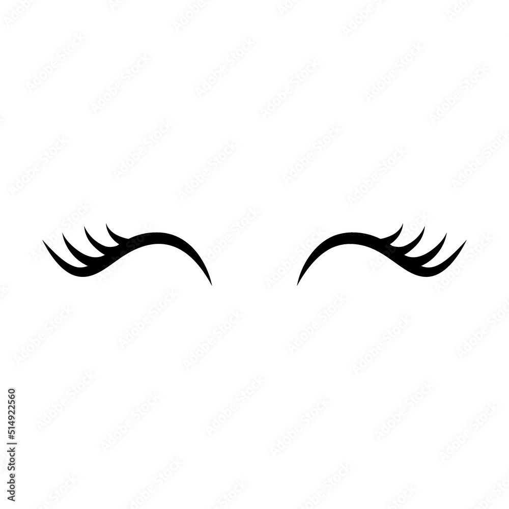 Eyelashes simple vector illustration. Collection of mascara styles for makeup, closed girly eyes with beautiful lashes isolated on white Eyelashes simple vector illustration. Collection of mascara styles for makeup, closed girly eyes with beautiful lashes isolated on white
