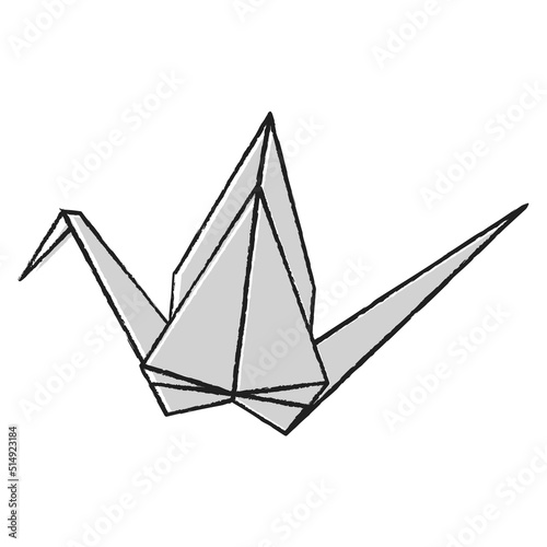 Origami crane vector silhouette illustration icon isolated on white background. Japanese traditional origami crane for infographic, website or app. Geometric line shape for art of folded paper.