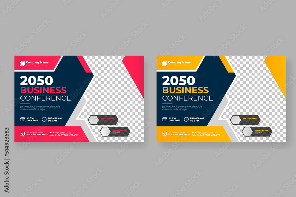 Fototapeta premium Corporate abstract business conference flyer or horizontal flyer and invitation banner live webinar