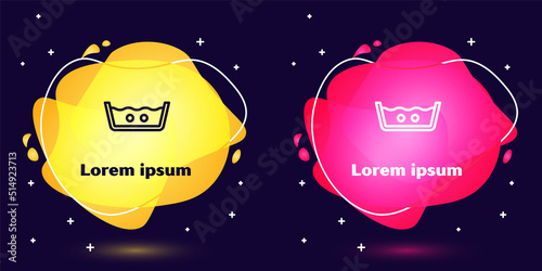 Set line Washing under 40 degrees celsius icon isolated on blue background. Temperature wash. Abstract banner with liquid shapes. Vector