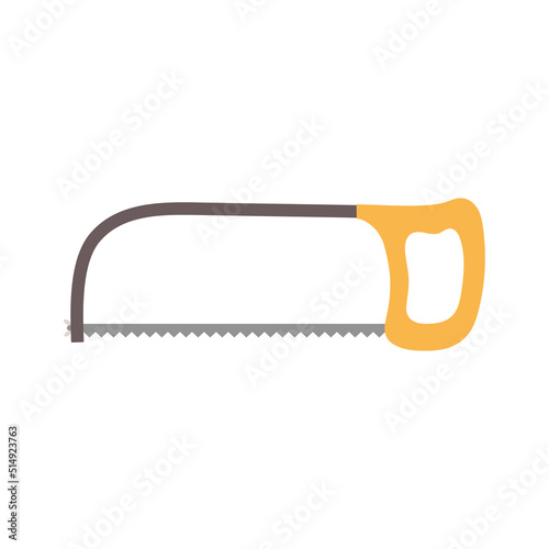 cartoon hacksaw isolated on white, vector illustration