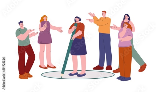 Personal mental protect. Self boundaries capsule, person ignored people crowd and communication. Protection and recover health, insocial kicky vector character