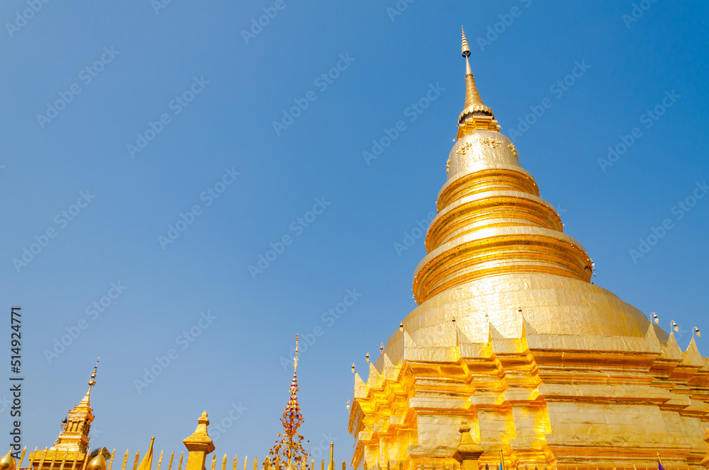 Fototapeta premium part of the temple Wat Phra That Haripunchai in Lamphun,most famous temple temple in Northern of Thailand, art thai style