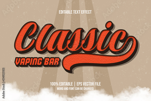 Classic Vaping Bar Text Effect Editable 3D Style