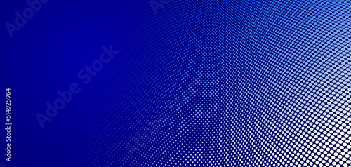 Dotted vector abstract background, dark blue dots in perspective flow, multimedia information theme, big data technology image, cool backdrop. © Sylverarts