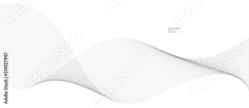 Vector abstract background with wave of flowing particles, smoke flowing light grey design, smooth and soft relaxing image.