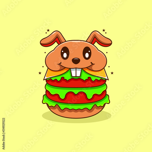 Burger mascot character logo design vector illustration
