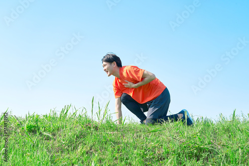 運動中に息苦しくなる男性