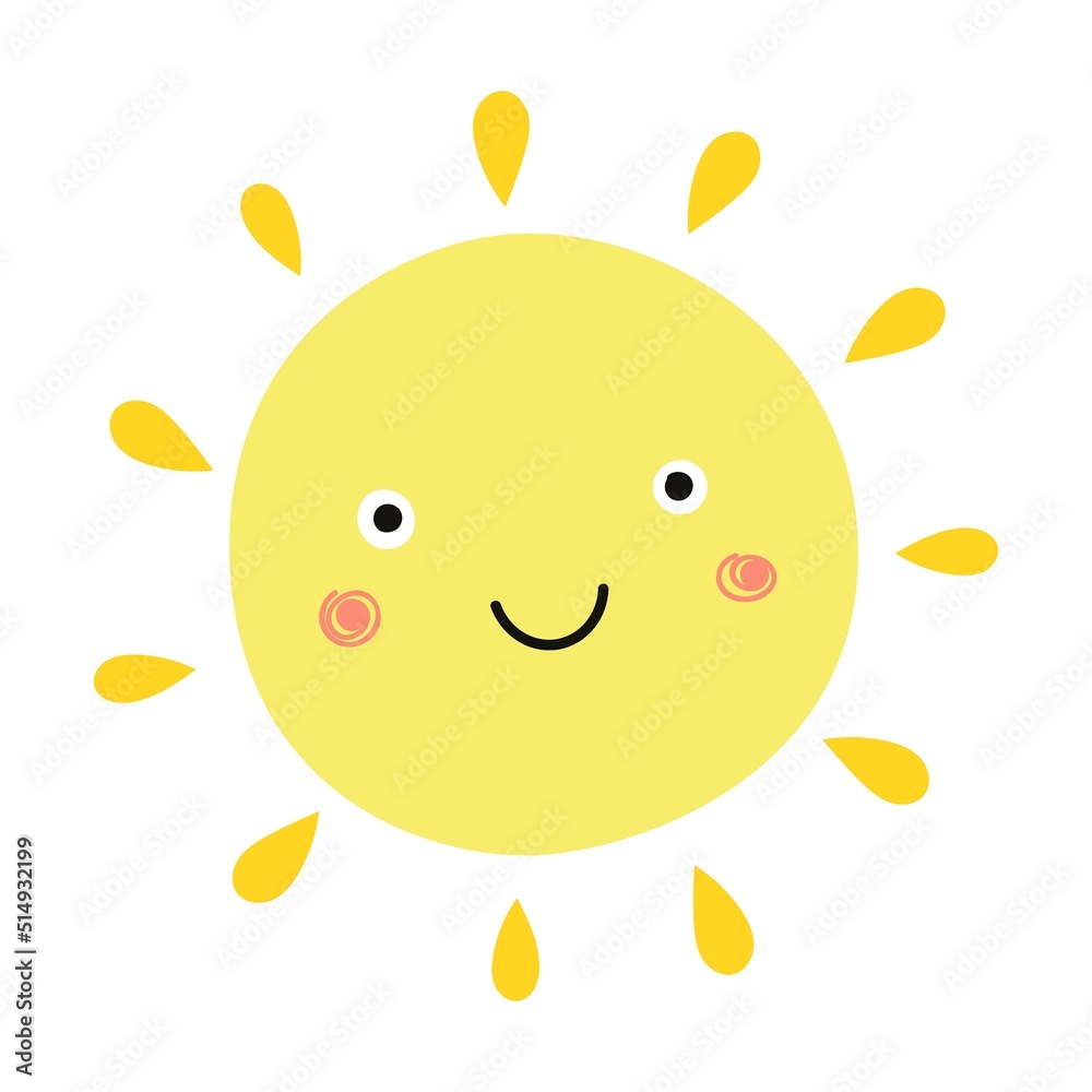 Cartoon sun face flat icon. Happy sunshine emodji, isolated vector illustration collection. Emoticons and summer concept Cartoon sun face flat icon. Happy sunshine emodji, isolated vector illustration collection. Emoticons and summer concept