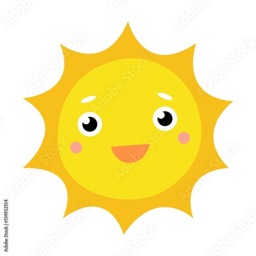 Sun face icon. Happy sunshine emodji, isolated vector illustration collection. Emoticons and summer concept