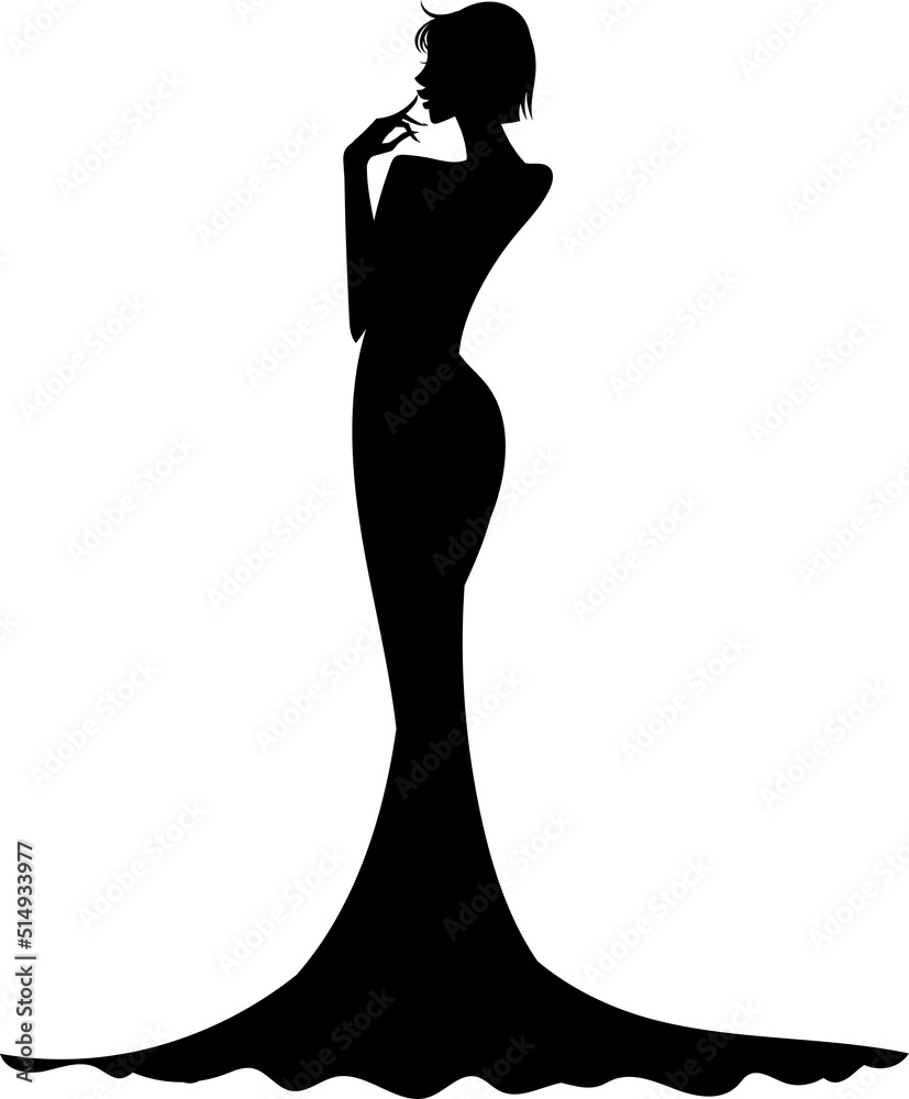 シルエット ドレスを着た女性の後ろ姿 Stock Vector Adobe Stock