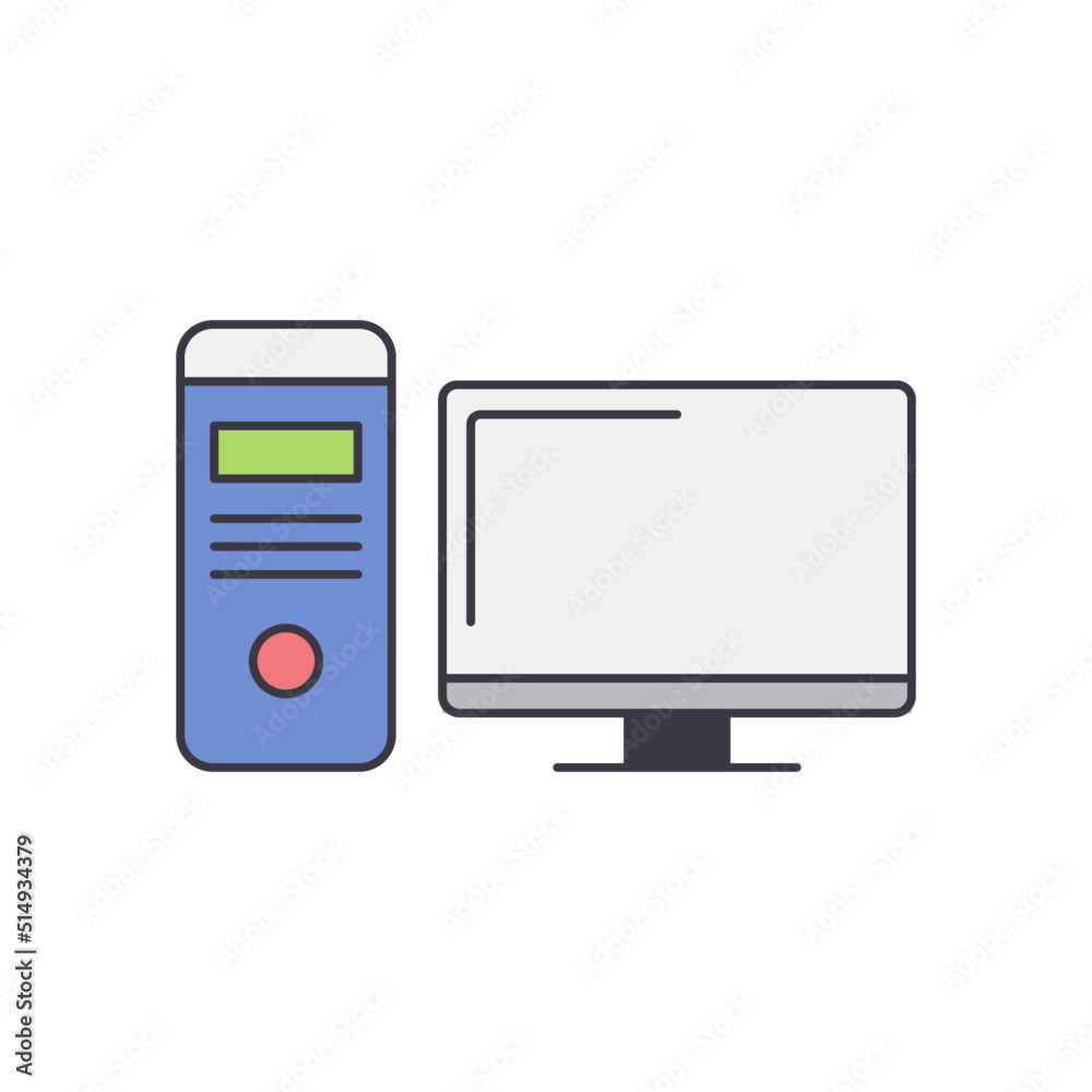 Computer desktop, pc icon in color, isolated on white background Computer desktop, pc icon in color, isolated on white background
