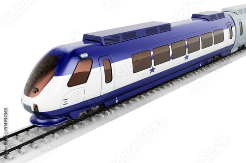 Honduranian flag painted on the high speed train. Rail travel in the Honduras, concept. 3D rendering