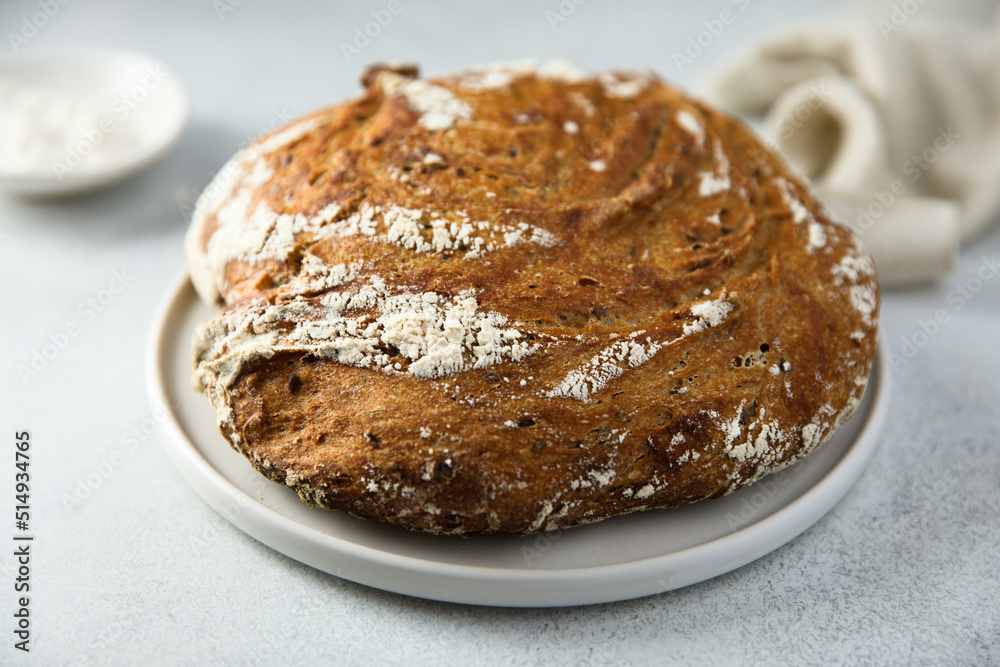 Organic artisan bread on a plate