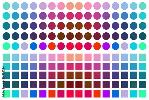 Color guide palette An example of a color palette jpg.Color palette. Bright image background with flowers collection. Bright color squares Set isolated on white background. color palette for fashion d