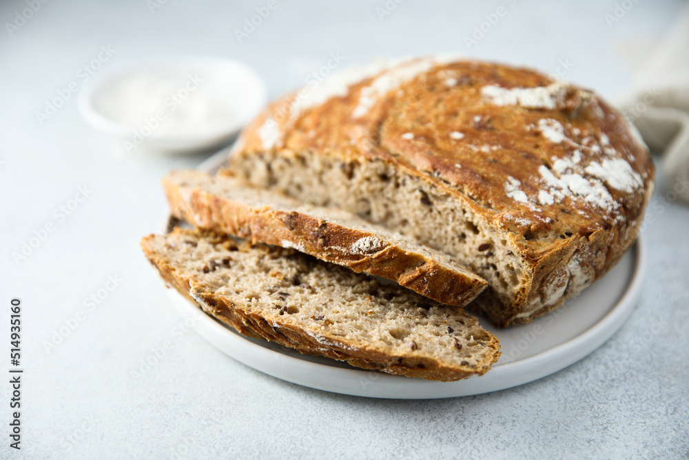 Organic artisan bread on a plate