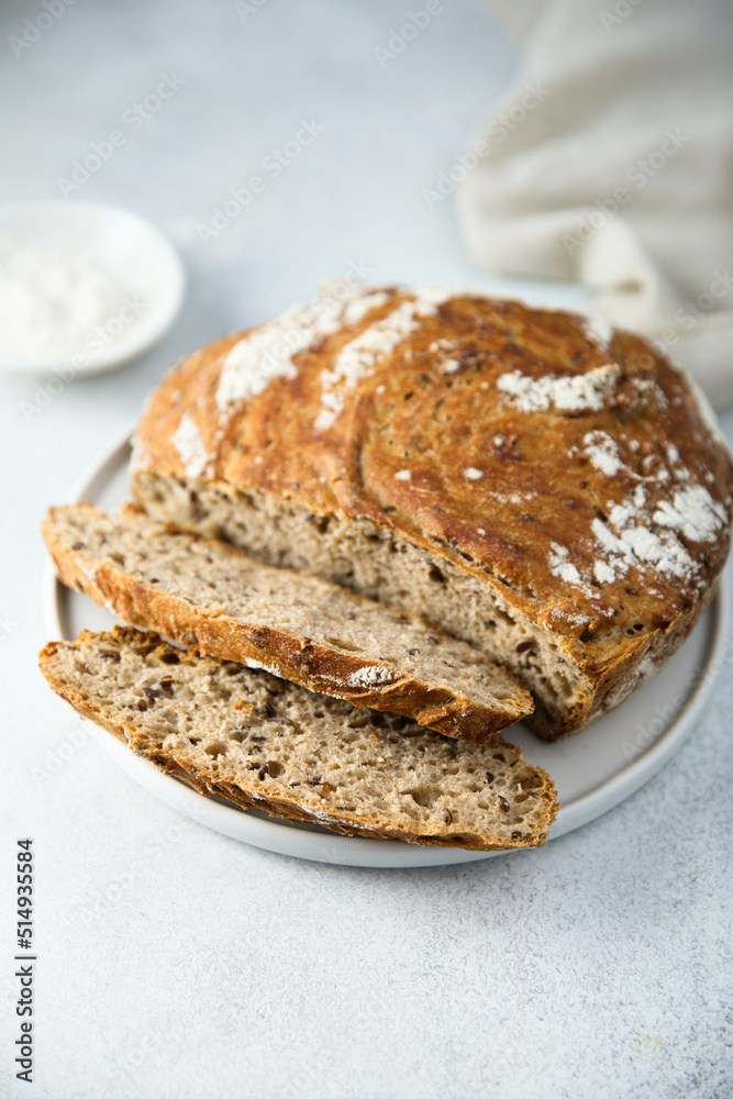 Organic artisan bread on a plate Organic artisan bread on a plate