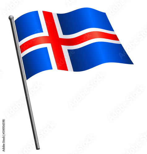 Fotografie flying icelandic flag on flagpole iceland silk