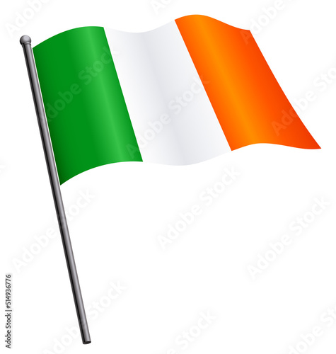 flying irish flag of ireland on flagpole