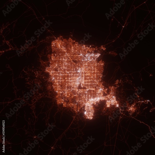 Canvas Print Las Vegas city lights map, top view from space