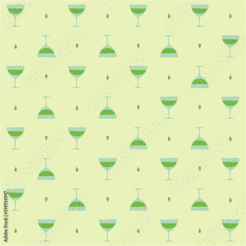 Vermouth glass seamless pattern, great design for any purposes. Doodle style. Hand drawn image. Color repeat template. Party drinks concept. Freehand drawing. Cartoon sketch graphic draft