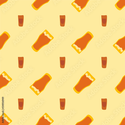 Beer and rum glass seamless pattern, great design for any purposes. Doodle style. Hand drawn image. Color repeat template. Party drinks concept. Freehand drawing. Cartoon sketch graphic draft