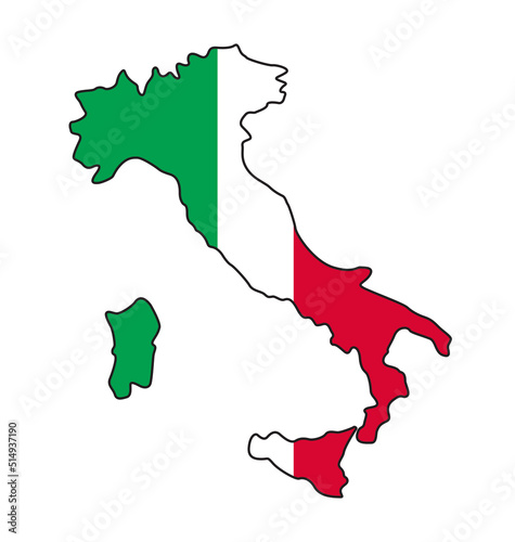 italy map simplified with italian flag