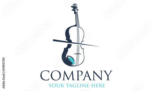 Blue Color Music Cello Logo Design