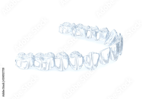 Invisalign braces or invisible retainer on white. Medically accurate dental 3D illustration