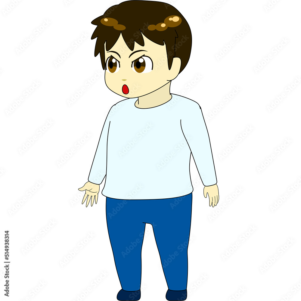 ちびキャラのイラスト（男・横向き）