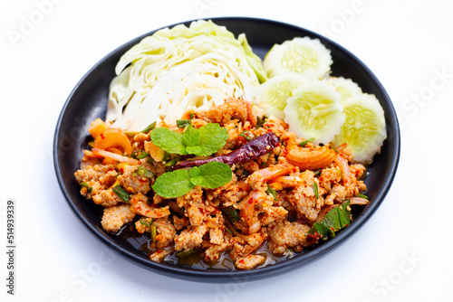Thai spicy minced pork salad.