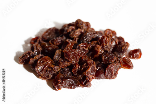 Dried grape on white background.