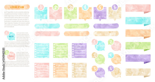 Pastel color frames and balloons (watercolor, vector)