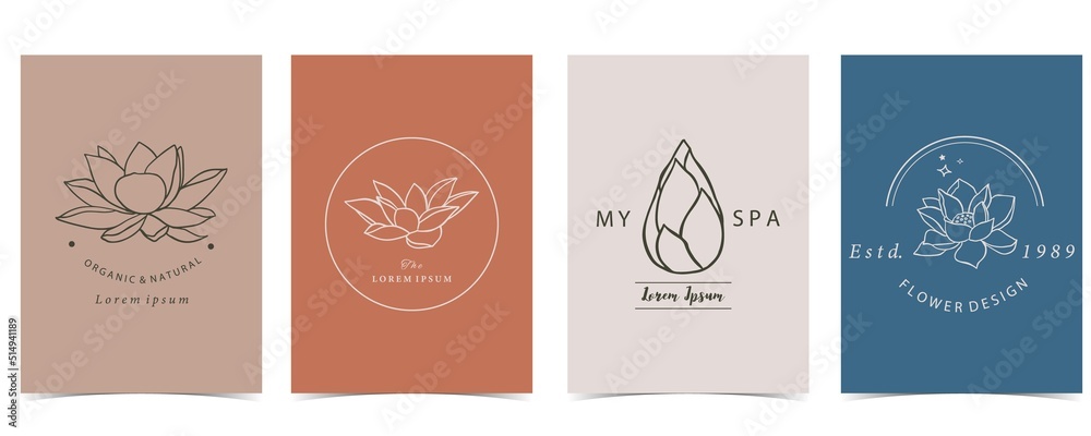 Black lotus background. Line art design for postcard, invitation ,packaging Black lotus background. Line art design for postcard, invitation ,packaging