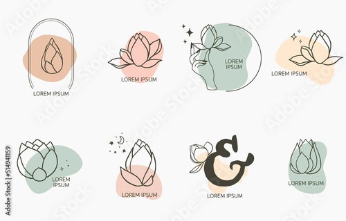 Black lotus flower outline.Vector illustration for icon,sticker,printable and tattoo