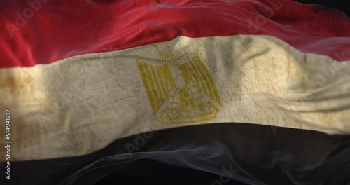 Old Egypt Flag waving at wind. Loop photo
