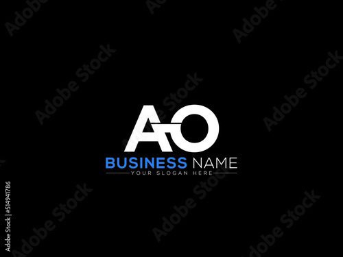 Premium AO Logo Letter, Colorful Ao oa Logo Icon Vector Art With White Blue Color Bold Letter Design For Any Type Of Business photo