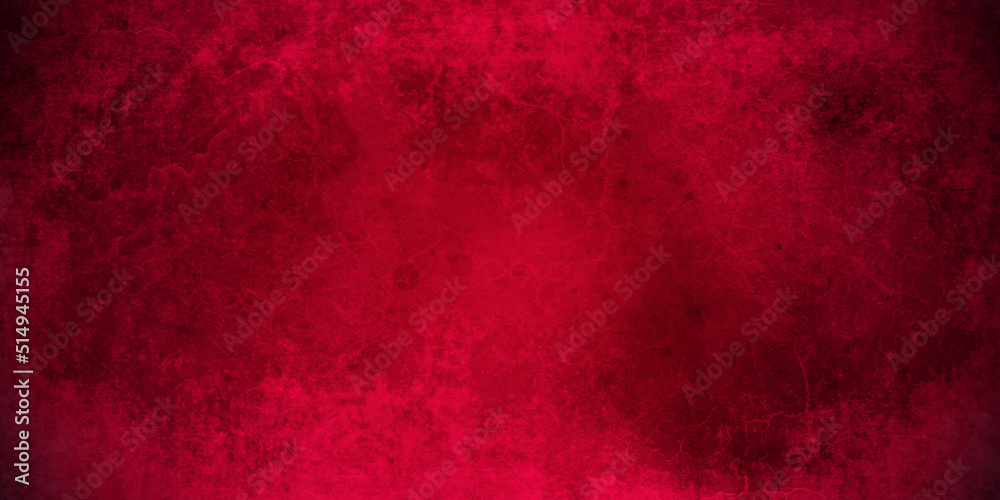Red wall backdrop background with red faded border and old vintage grunge texture, marbled red painted background illustration for Christmas or valentines day.	
