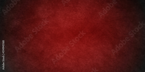 Red wall backdrop background with red faded border and old vintage grunge texture, marbled red painted background illustration for Christmas or valentines day. 