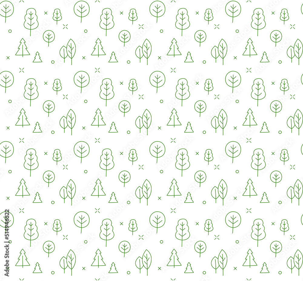 Line icons style illustration seamless pattern of trees and forest. Line icons style illustration seamless pattern of trees and forest.
