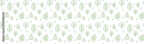 Line icons style illustration seamless pattern of trees and forest.
