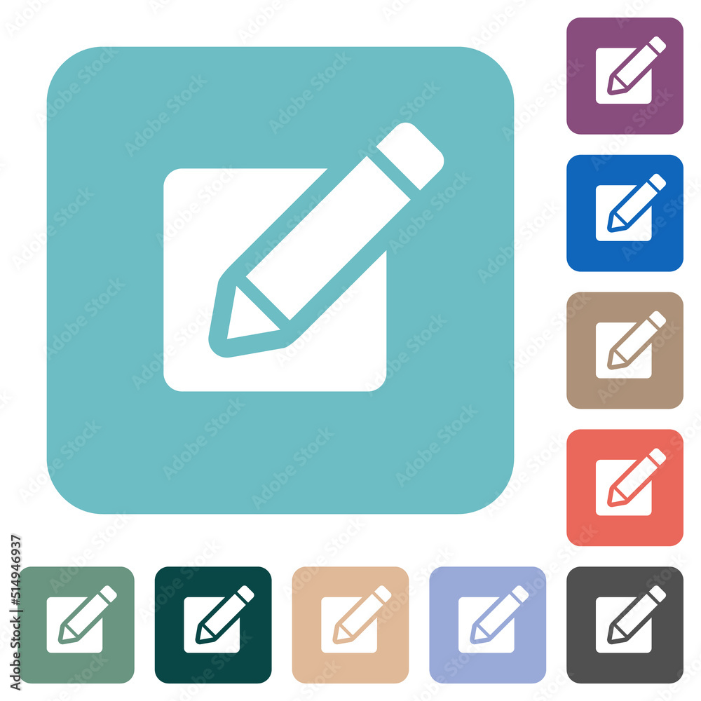 Editing box with pencil solid rounded square flat icons Editing box with pencil solid rounded square flat icons